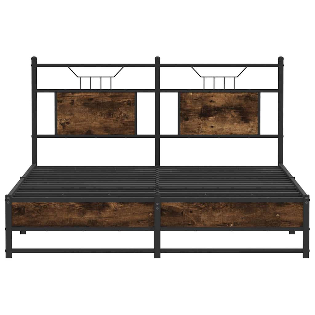 Smoked Oak Bed Frame 137x190 cm - Durable Engineered Wood