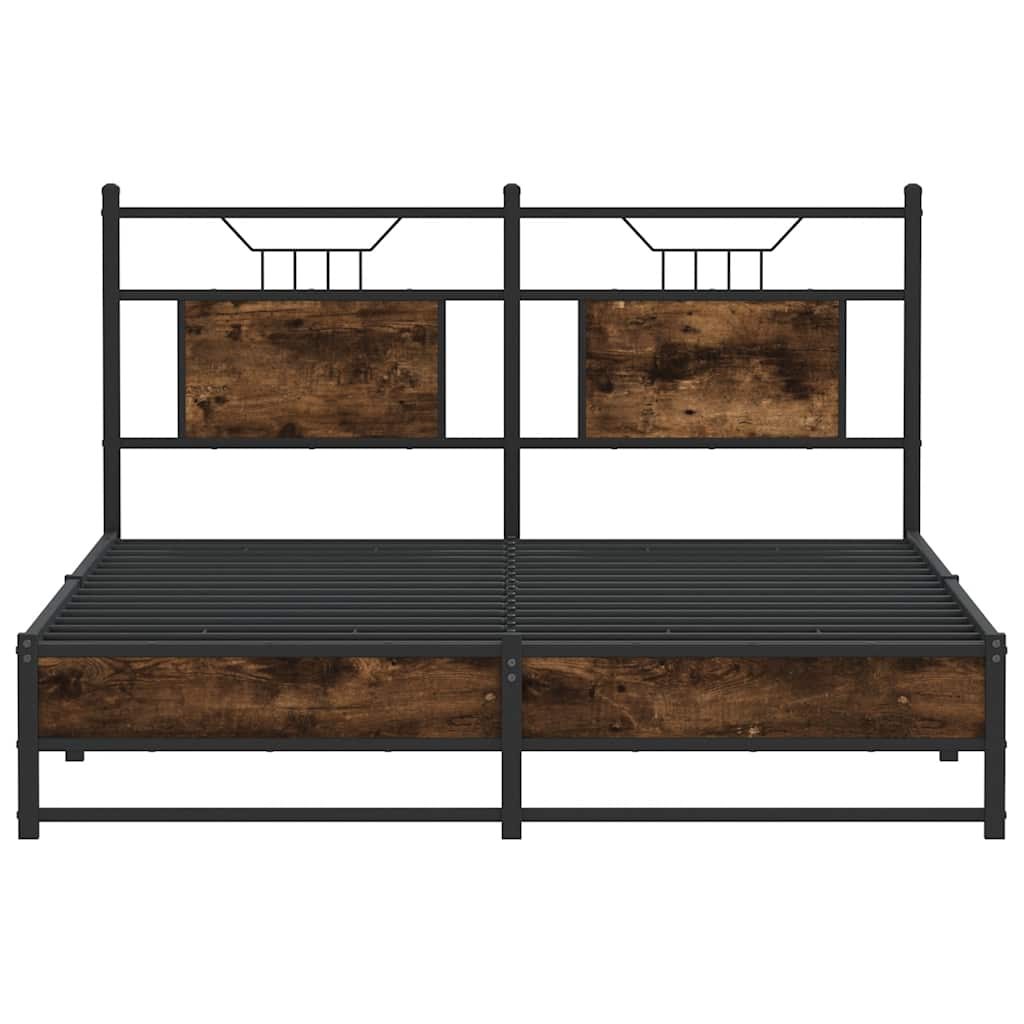 Smoked Oak Engineered Wood Bed Frame 140x190 cm (No Mattress)