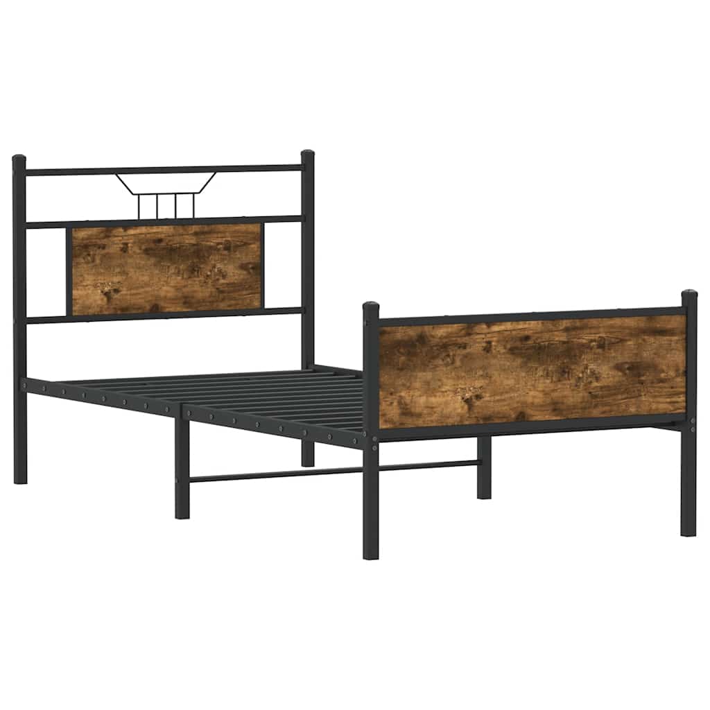 Smoked Oak Small Single Bed Frame 75x190cm - Engineered Wood