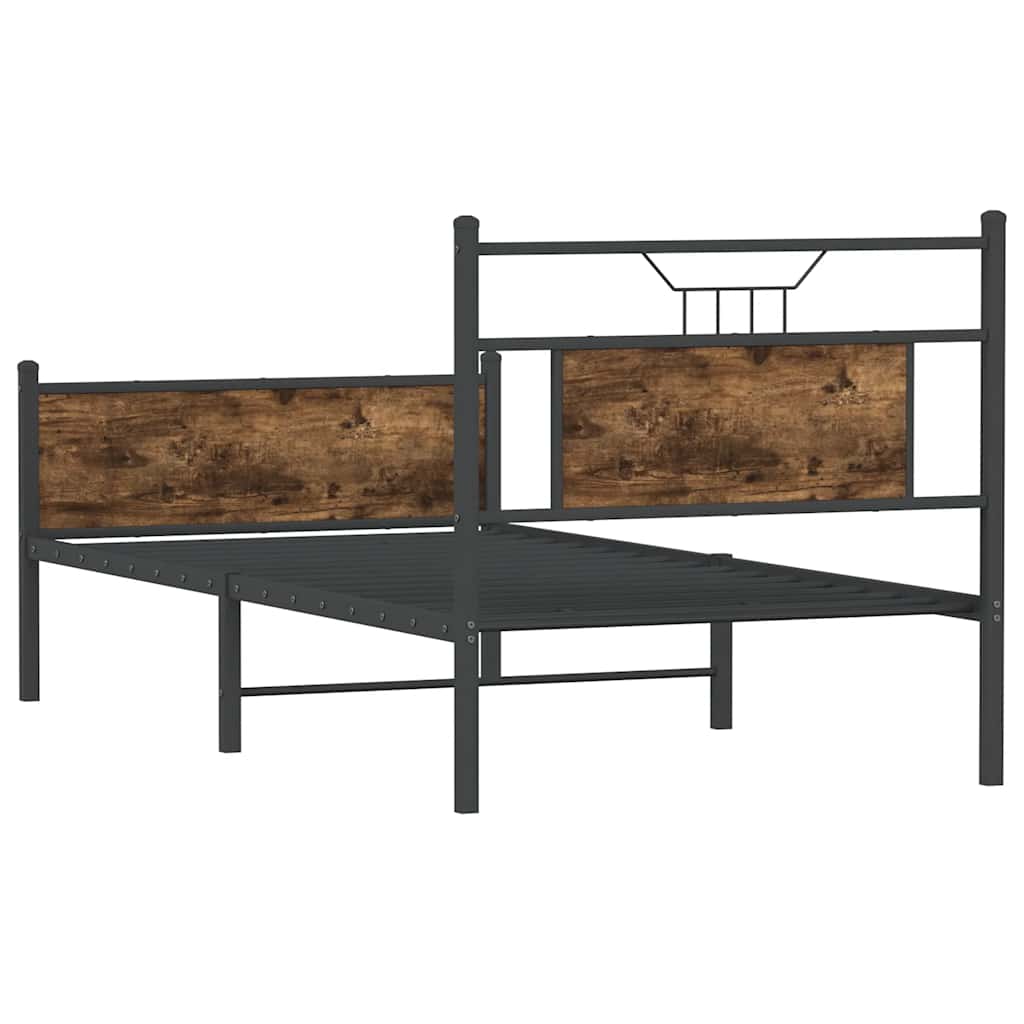 Smoked Oak Small Single Bed Frame 75x190cm - Engineered Wood