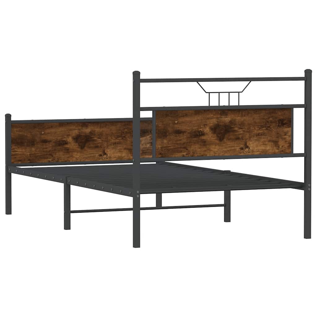 Smoked Oak Bed Frame 107x203 cm - Engineered Wood, No Mattress