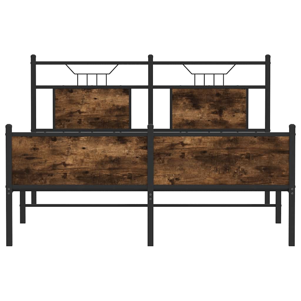 Smoked Oak Bed Frame 137x190 cm - Engineered Wood, No Mattress