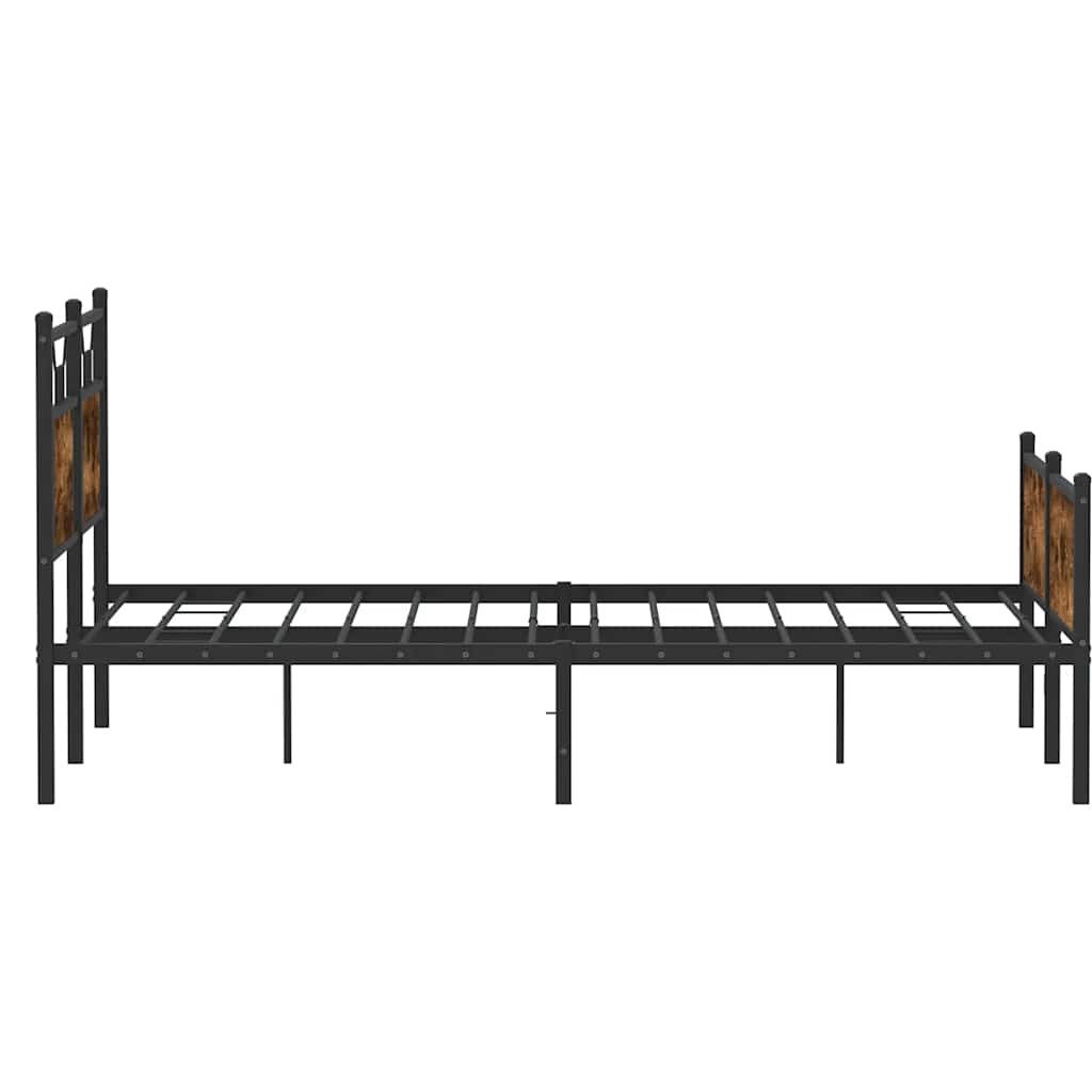 Smoked Oak Bed Frame 137x190 cm - Engineered Wood, No Mattress