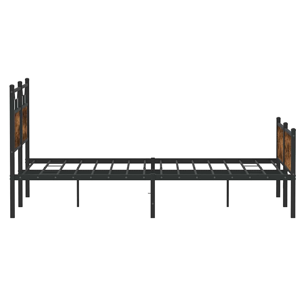 Smoked Oak Engineered Wood Bed Frame 140x200 cm - No Mattress