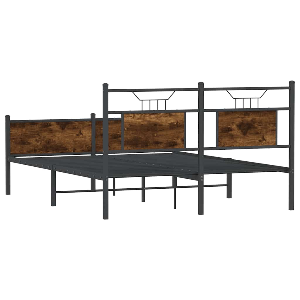 Smoked Oak Engineered Wood Bed Frame 140x200 cm - No Mattress