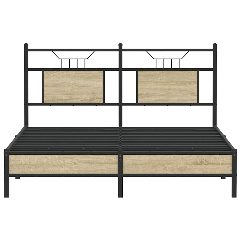 Sonoma Oak Bed Frame 140x200 cm - Engineered Wood, No Mattress