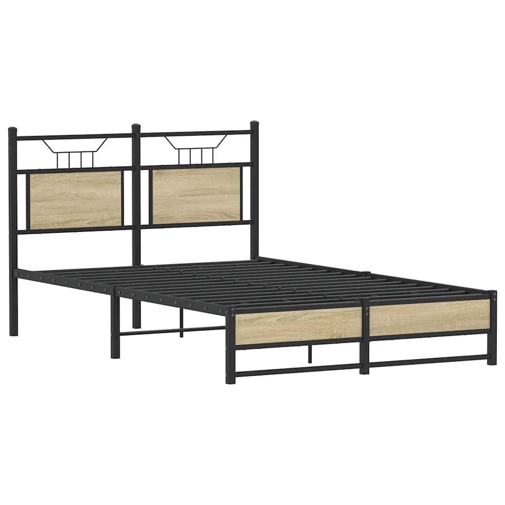 120x200 cm Sonoma Oak Bed Frame, Engineered Wood, No Mattress