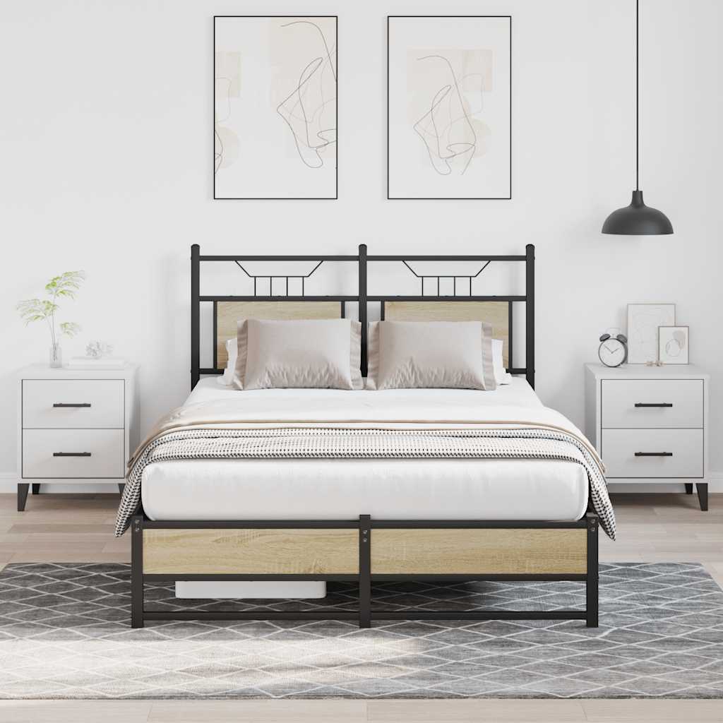 120x200 cm Sonoma Oak Bed Frame, Engineered Wood, No Mattress