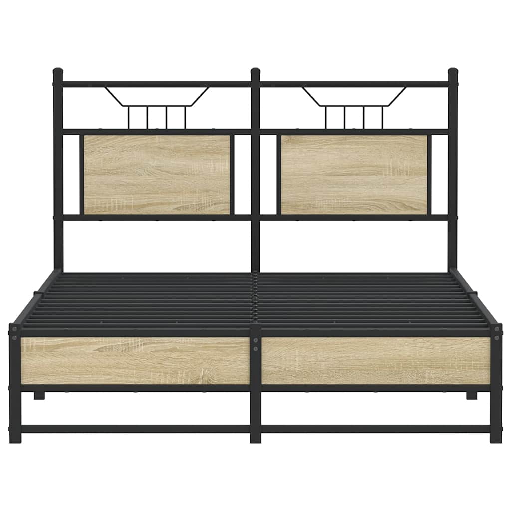 120x200 cm Sonoma Oak Bed Frame, Engineered Wood, No Mattress
