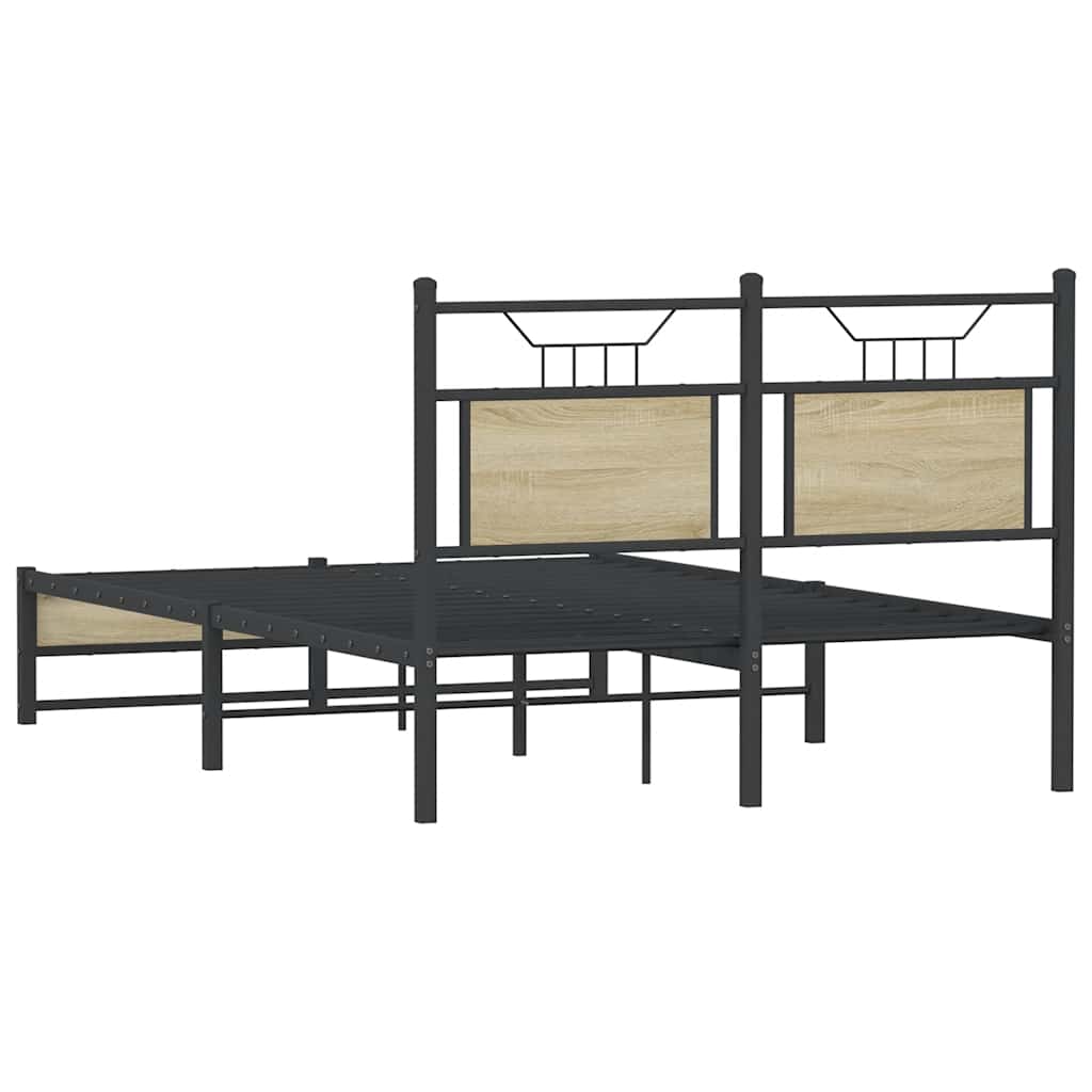 120x200 cm Sonoma Oak Bed Frame, Engineered Wood, No Mattress