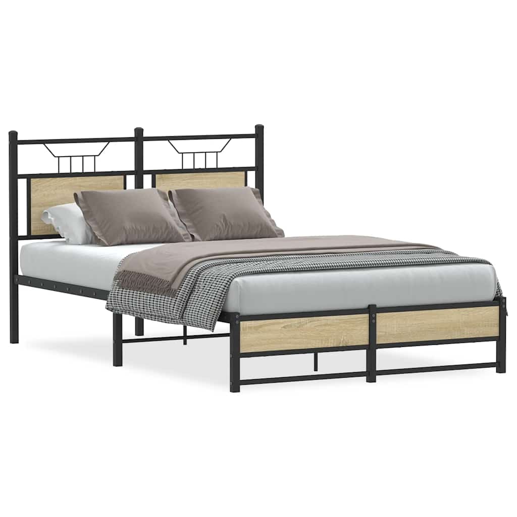 120x200 cm Sonoma Oak Bed Frame, Engineered Wood, No Mattress