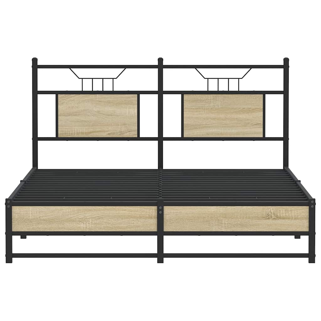 Sonoma Oak Bed Frame 140x200 cm - Engineered Wood, No Mattress