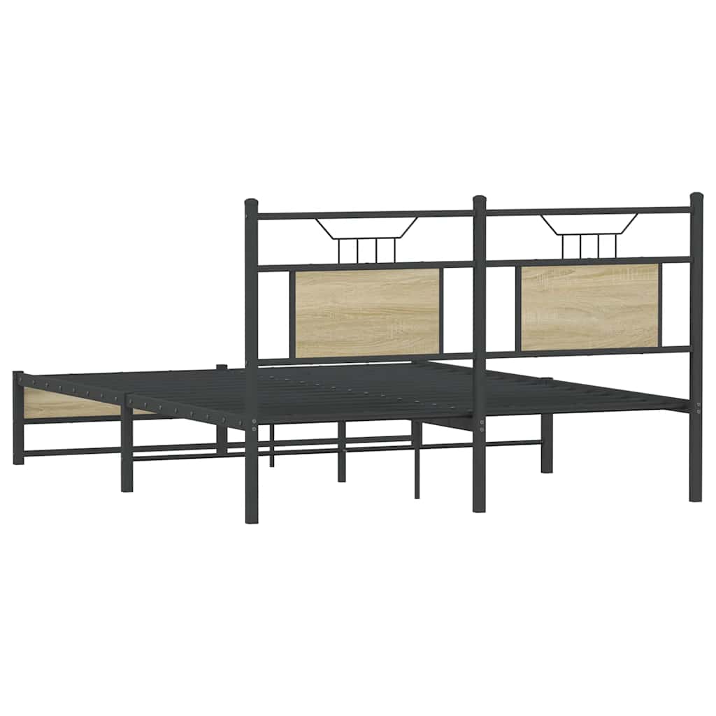 Sonoma Oak Bed Frame 140x200 cm - Engineered Wood, No Mattress