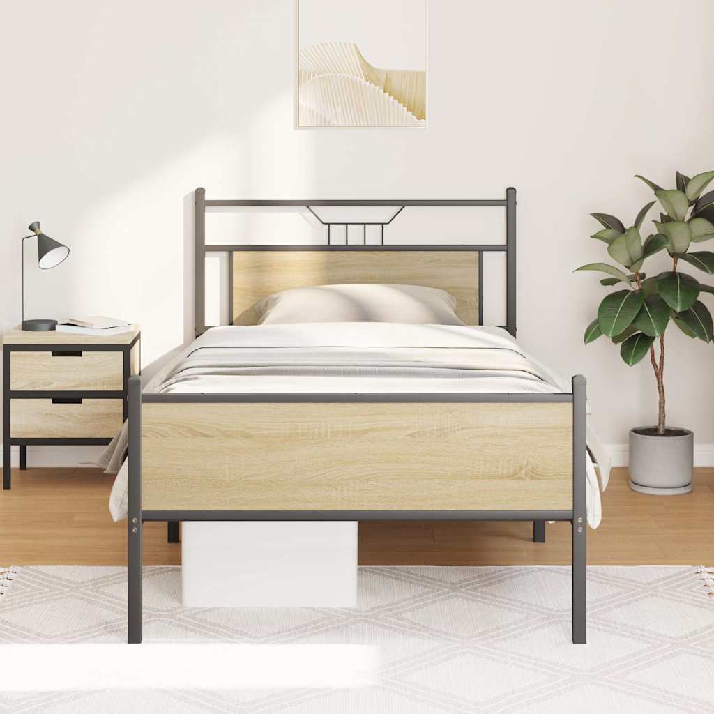 Sonoma Oak Engineered Wood Bed Frame 107x203 cm (No Mattress)