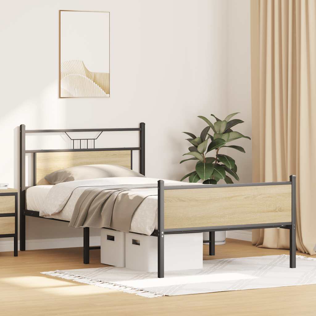 Sonoma Oak Engineered Wood Bed Frame 107x203 cm (No Mattress)