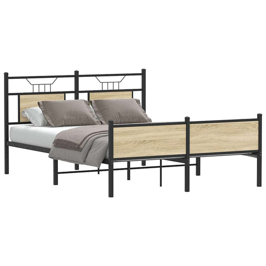 Sonoma Oak Bed Frame 140x190 cm - Engineered Wood, No Mattress