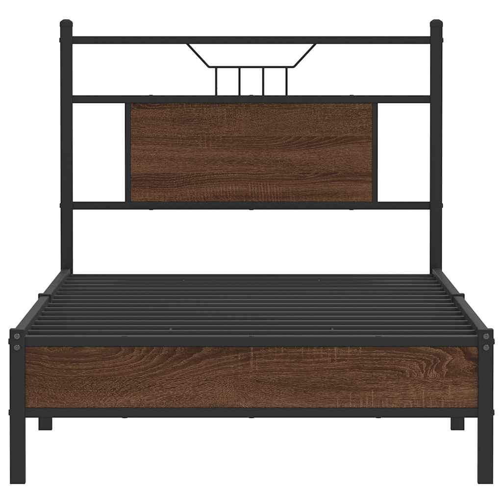 Brown Oak Small Single Bed Frame 75x190 cm - Engineered Wood