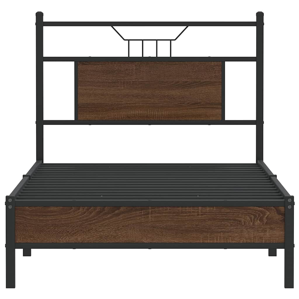 Brown Oak Bed Frame 90x200 cm - Engineered Wood (Mattress Not Included)