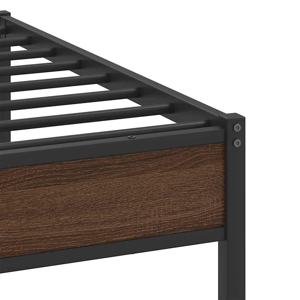 Brown Oak Engineered Wood Bed Frame 100x190 cm (No Mattress)