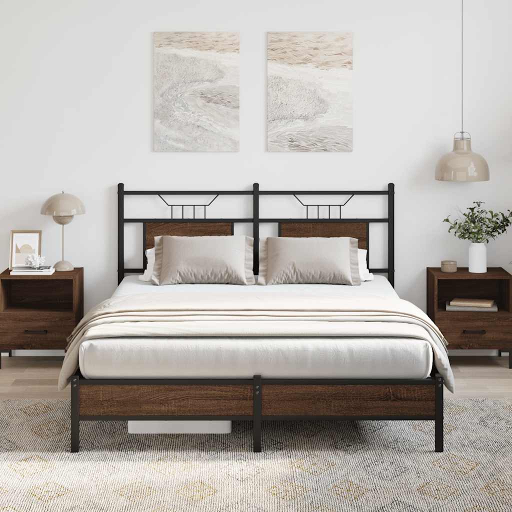 Bed Frame without Mattress Brown Oak 140x200 cm Engineered Wood