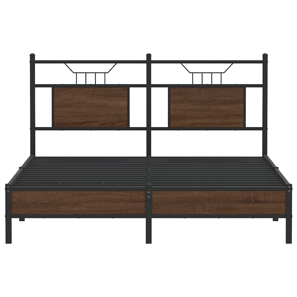 Bed Frame without Mattress Brown Oak 140x200 cm Engineered Wood