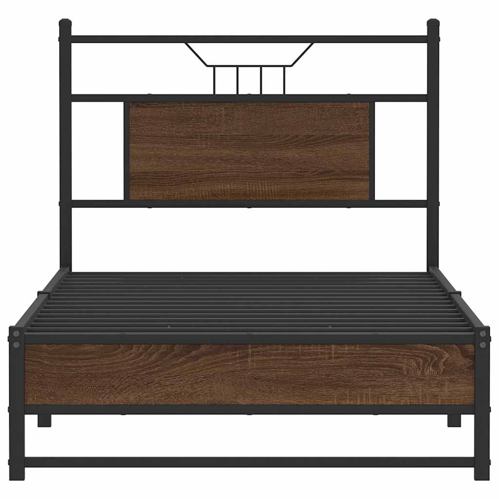 Single Bed Frame Engineered Wood Brown Oak 90x190 cm Without Mattress