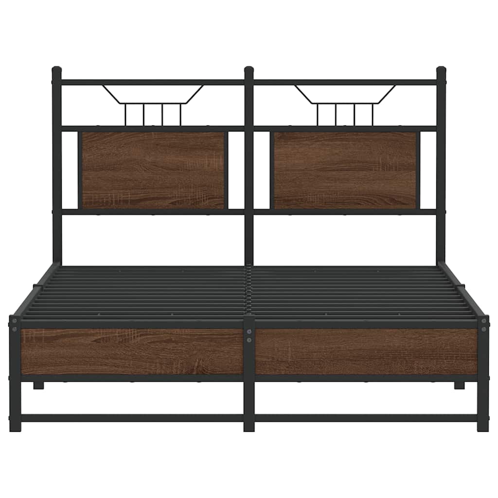 Brown Oak Engineered Wood Bed Frame 120x190 cm Small Double