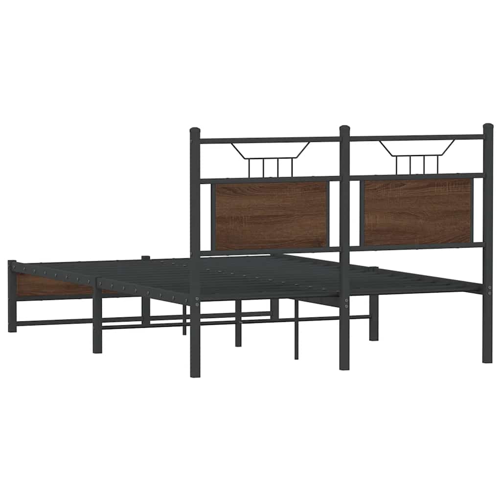 Brown Oak Engineered Wood Bed Frame 120x200 cm - No Mattress