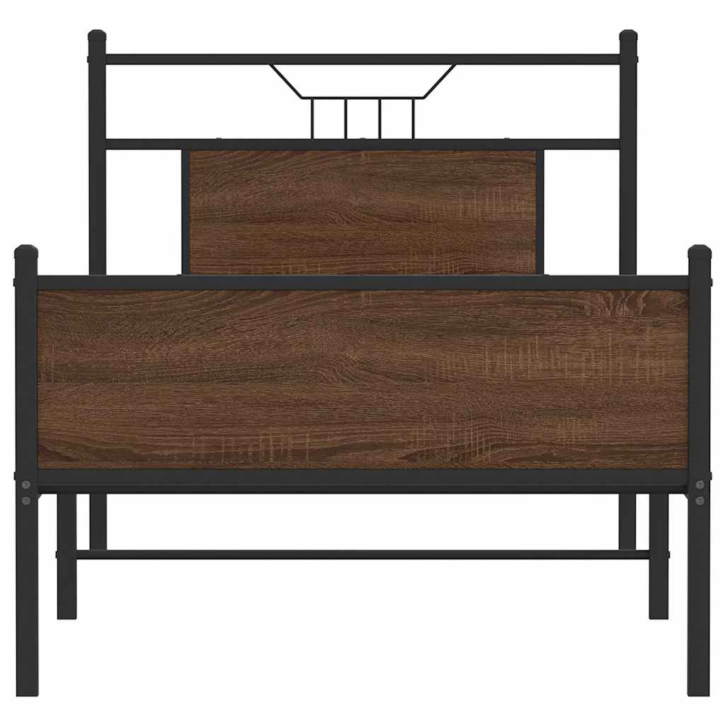 Brown Oak Bed Frame 80x200 cm, Engineered Wood, Mattress Not Included