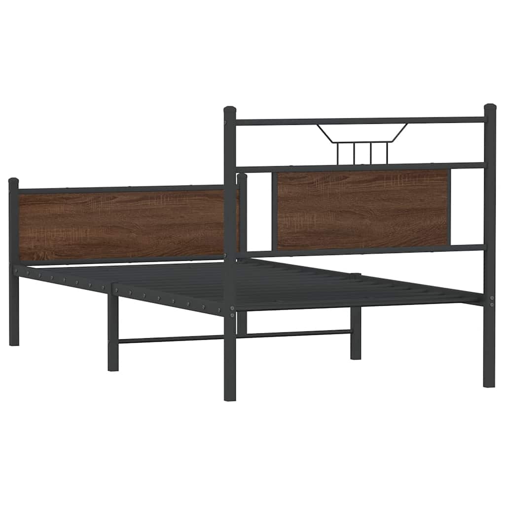 Brown Oak Bed Frame 80x200 cm, Engineered Wood, Mattress Not Included
