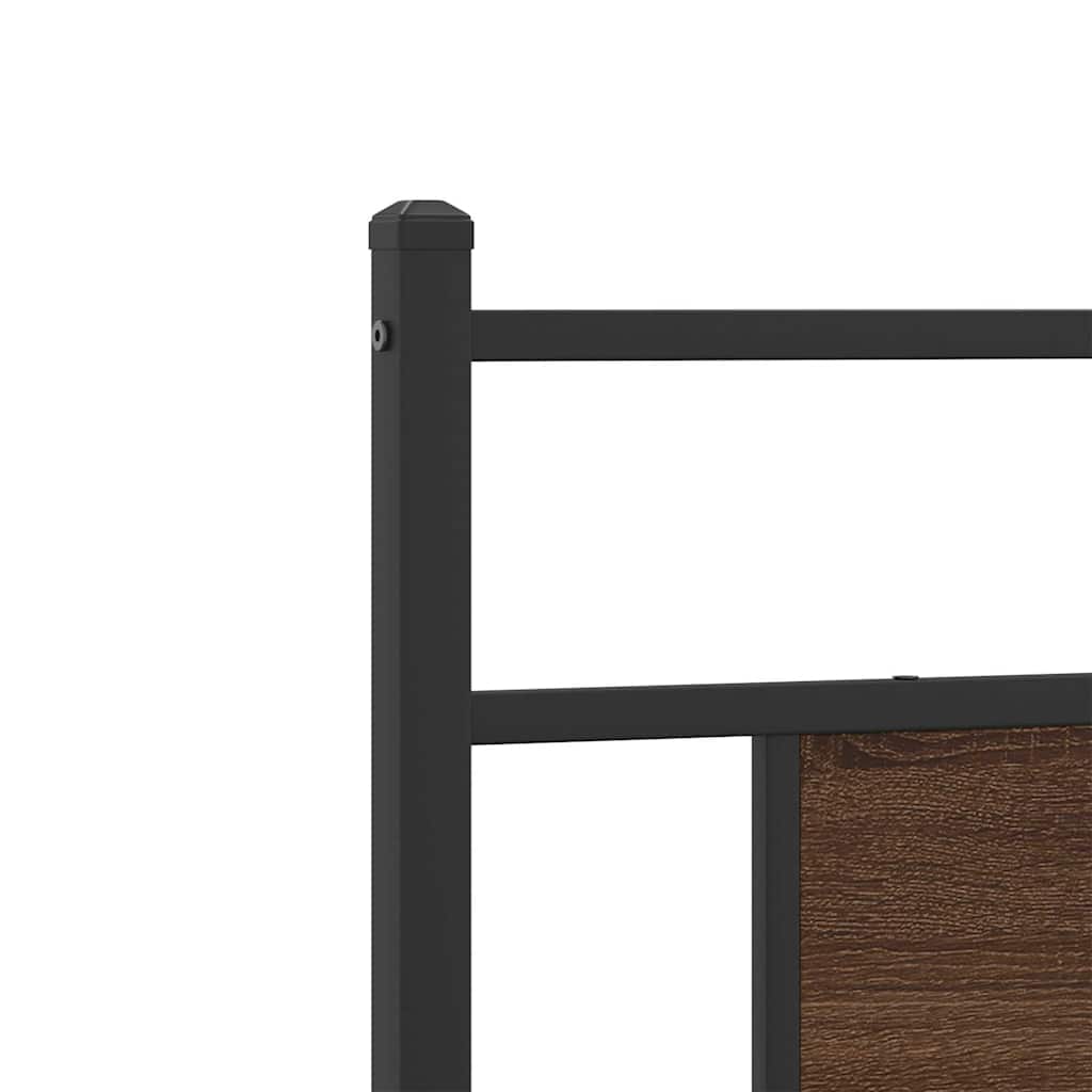 Brown Oak Single Bed Frame 90x190 cm - Engineered Wood Design