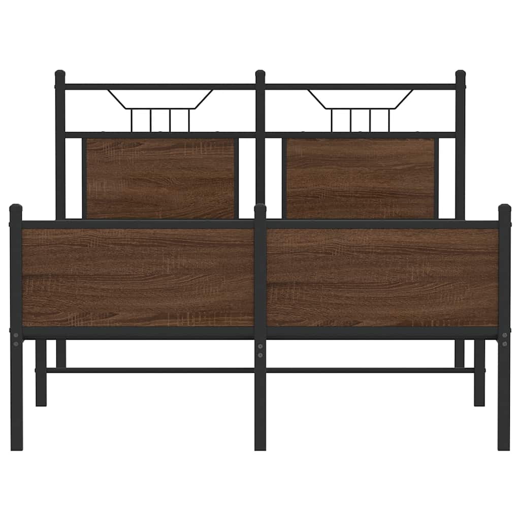 Brown Oak Bed Frame 120x190 cm Small Double - Engineered Wood