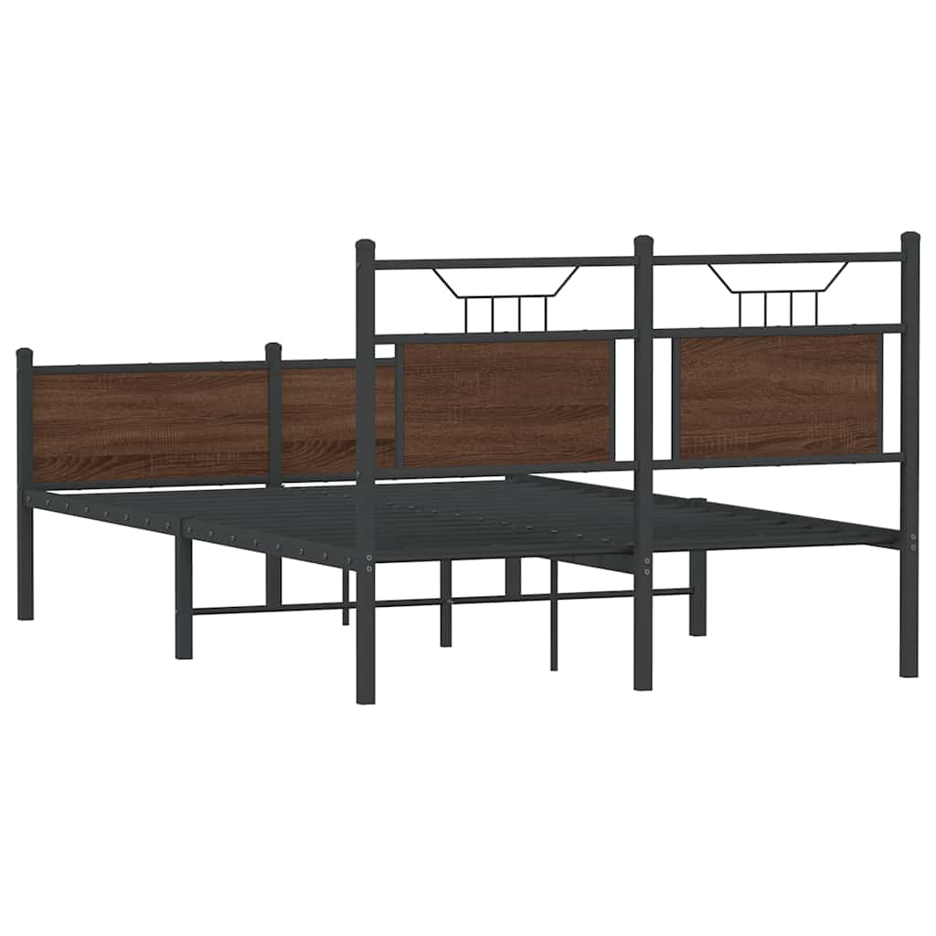 Brown Oak Bed Frame 120x190 cm Small Double - Engineered Wood