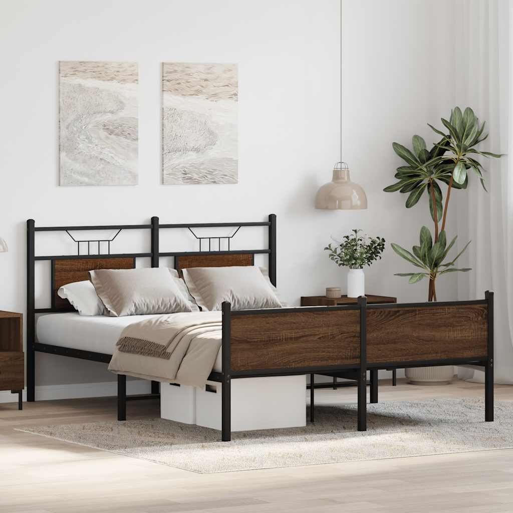 King Size Brown Oak Bed Frame 150x200 cm - Engineered Wood