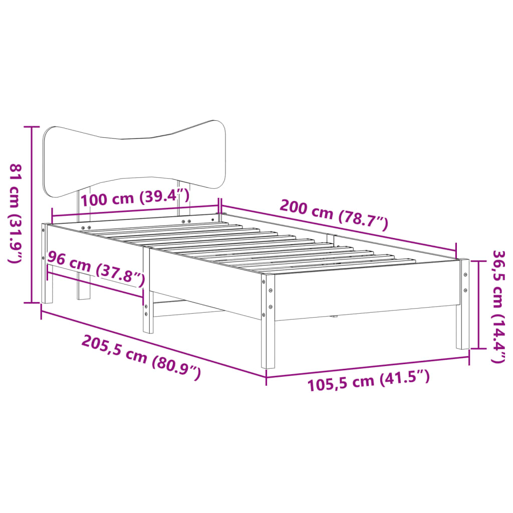 Solid Pine White Bed Frame 100x200 cm - Durable & Stylish