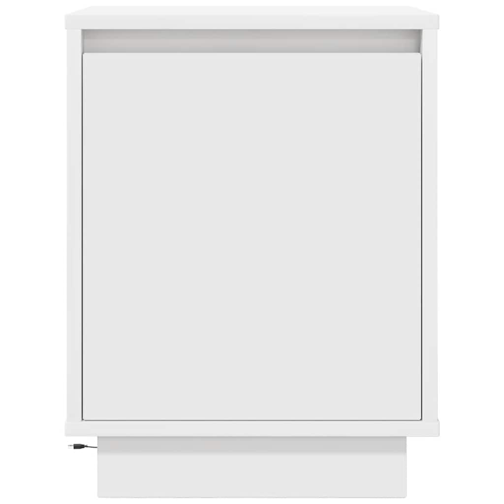 Bedside Cabinet with LED Lights White 38x34x50 cm
