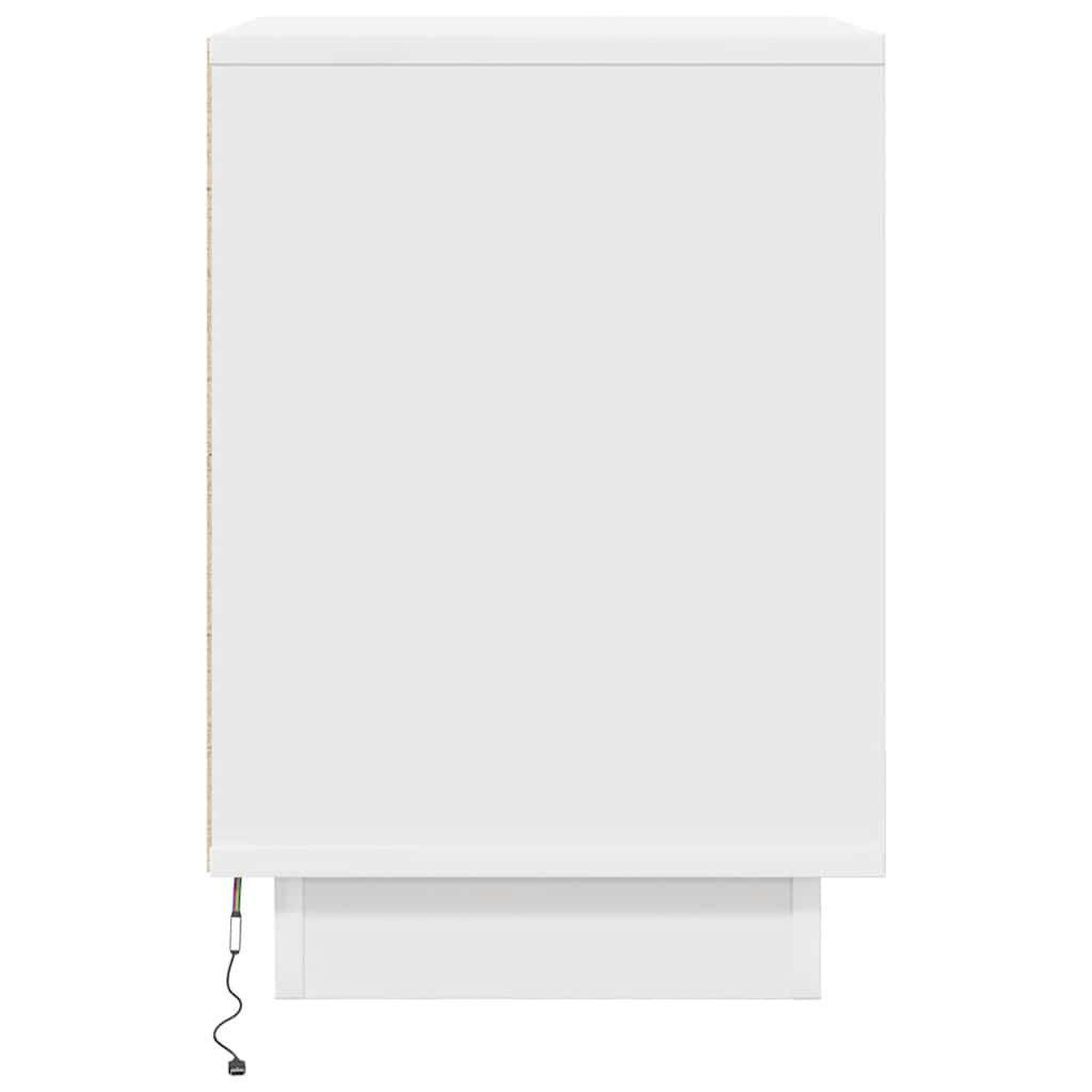 Bedside Cabinet with LED Lights White 38x34x50 cm