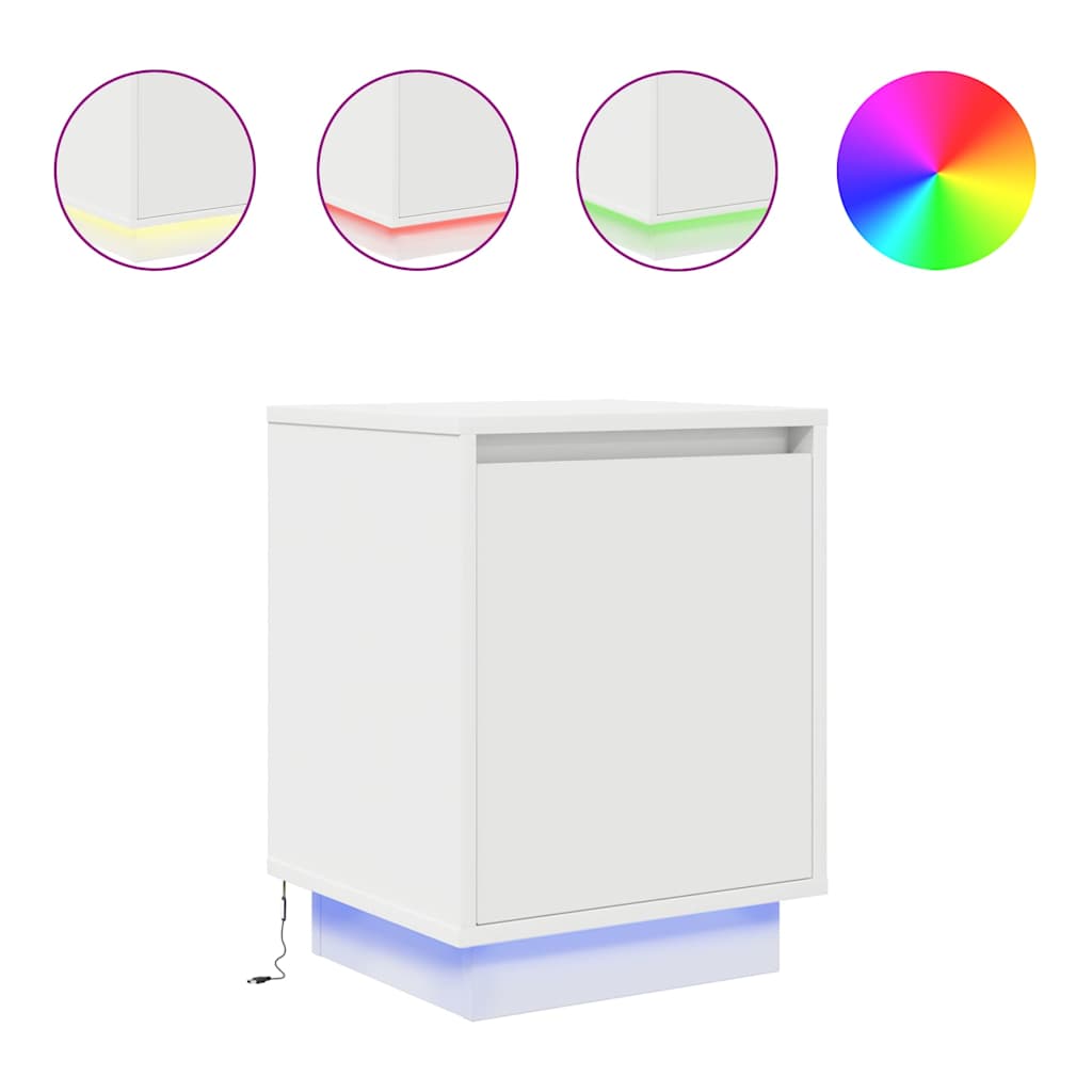 Bedside Cabinets with LED Lights 2 pcs White 38x34x50 cm