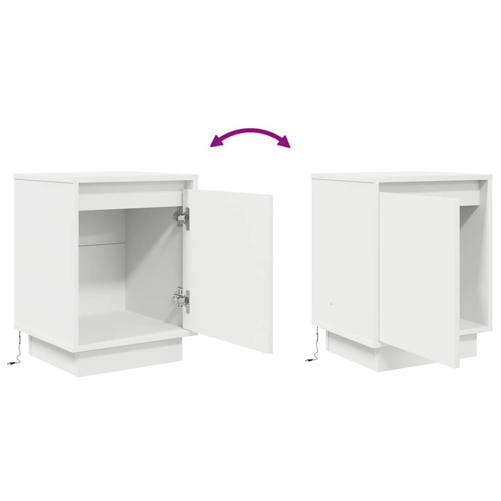 Bedside Cabinets with LED Lights 2 pcs White 38x34x50 cm