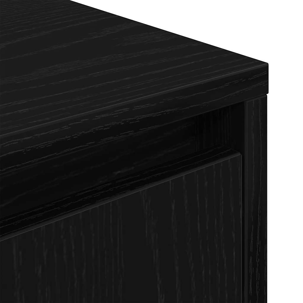 Bedside Cabinet with LED Lights Black 38x34x50 cm