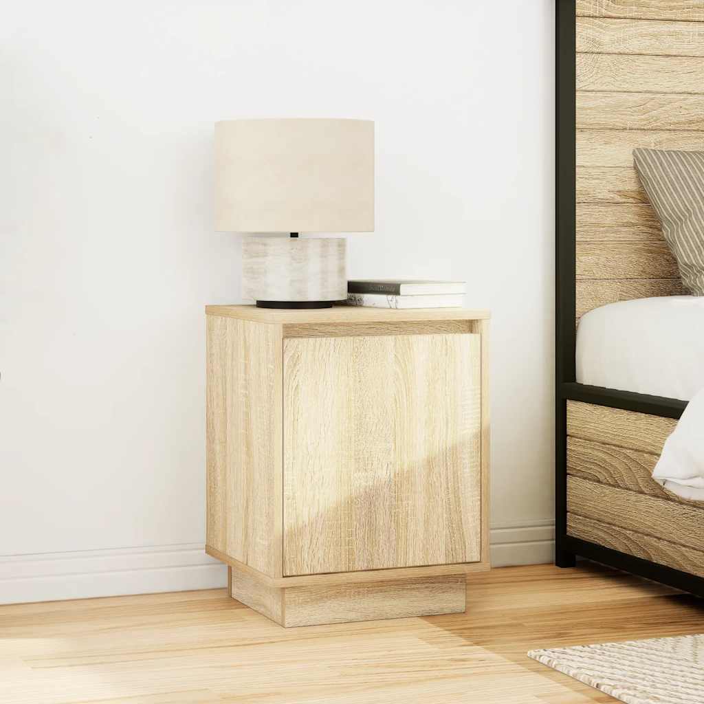Bedside Cabinet with LED Lights Sonoma Oak 38x34x50 cm
