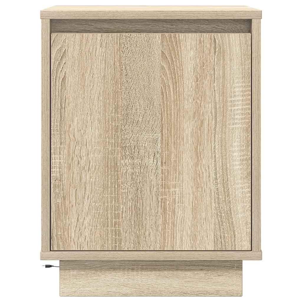 Bedside Cabinet with LED Lights Sonoma Oak 38x34x50 cm