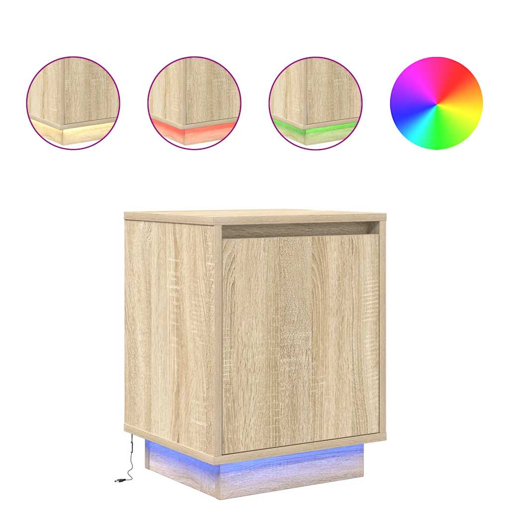Bedside Cabinets with LED Lights 2 pcs Sonoma Oak 38x34x50 cm