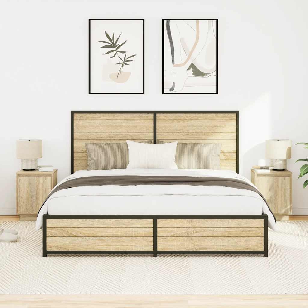 Bedside Cabinets with LED Lights 2 pcs Sonoma Oak 38x34x50 cm