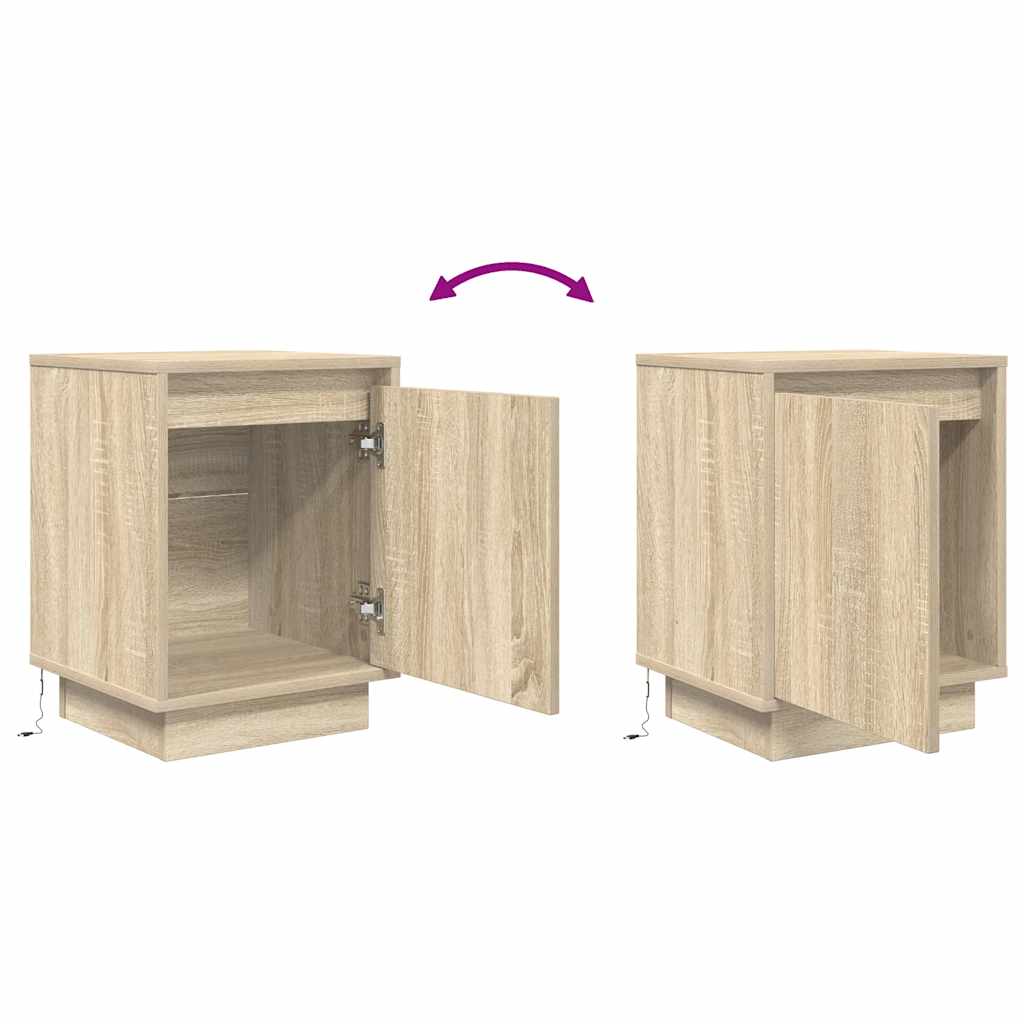 Bedside Cabinets with LED Lights 2 pcs Sonoma Oak 38x34x50 cm