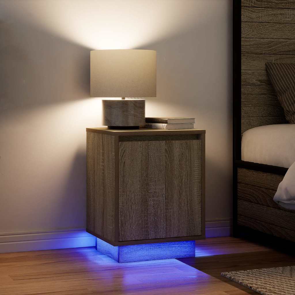 Bedside Cabinets with LED Lights 2 pcs Sonoma Oak 38x34x50 cm