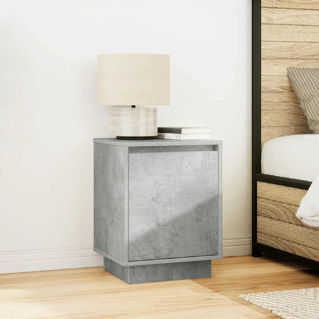 Bedside Cabinet with LED Lights Concrete Grey 38x34x50 cm