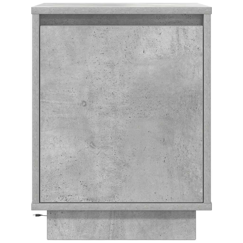 Bedside Cabinet with LED Lights Concrete Grey 38x34x50 cm