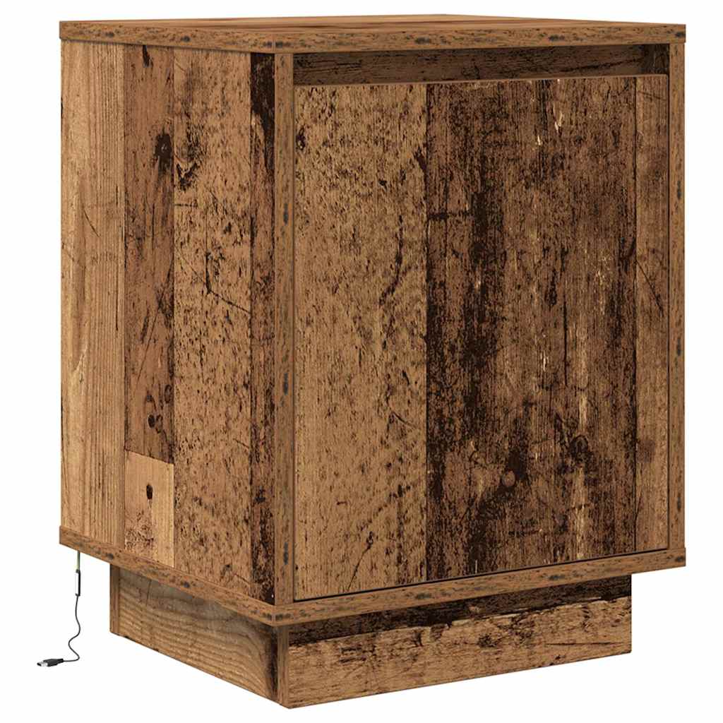 Bedside Cabinets with LED Lights 2 pcs Old Wood 38x34x50 cm