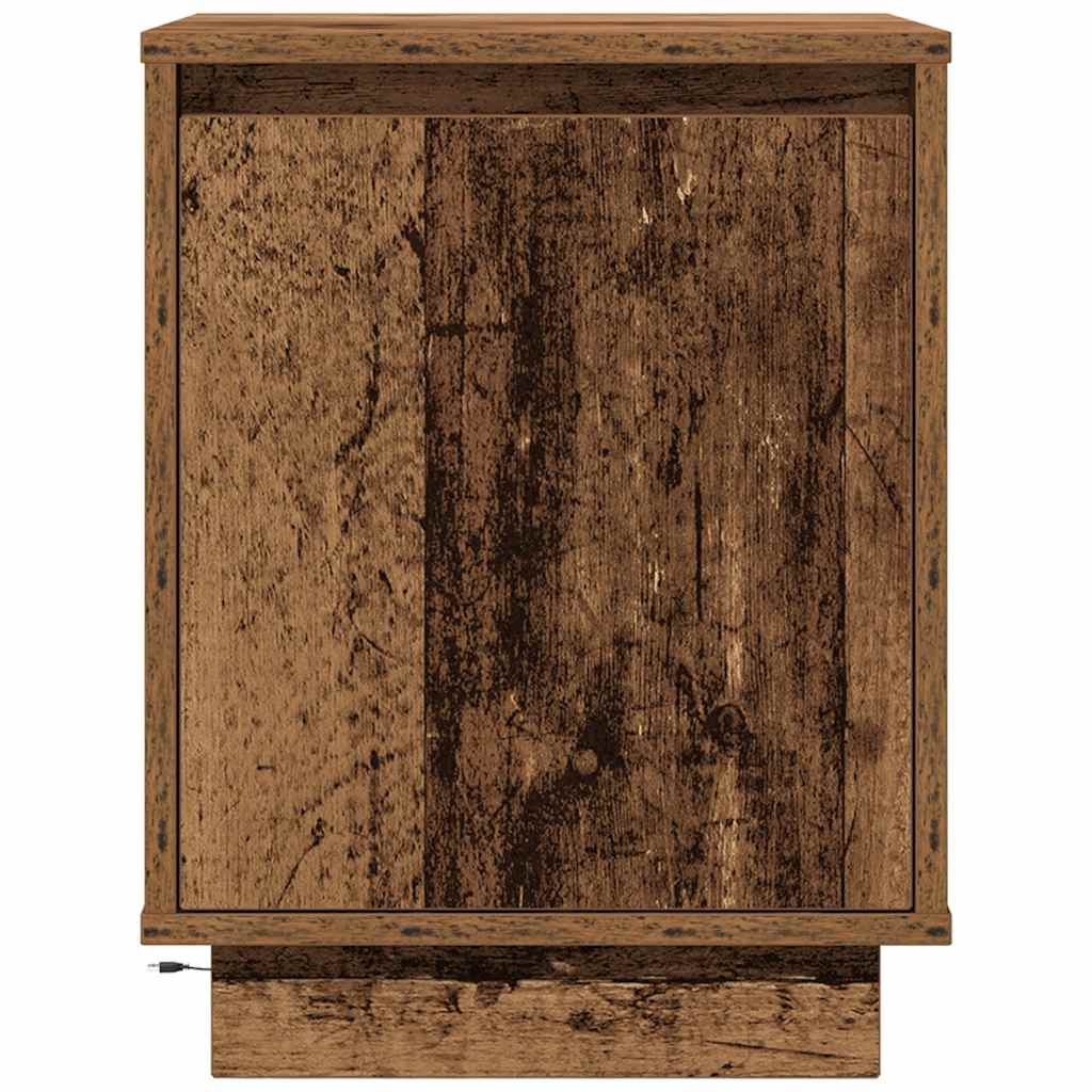 Bedside Cabinets with LED Lights 2 pcs Old Wood 38x34x50 cm
